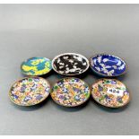 A group of six mid 20th century Chinese cloisonne dishes, Dia. 11cm.