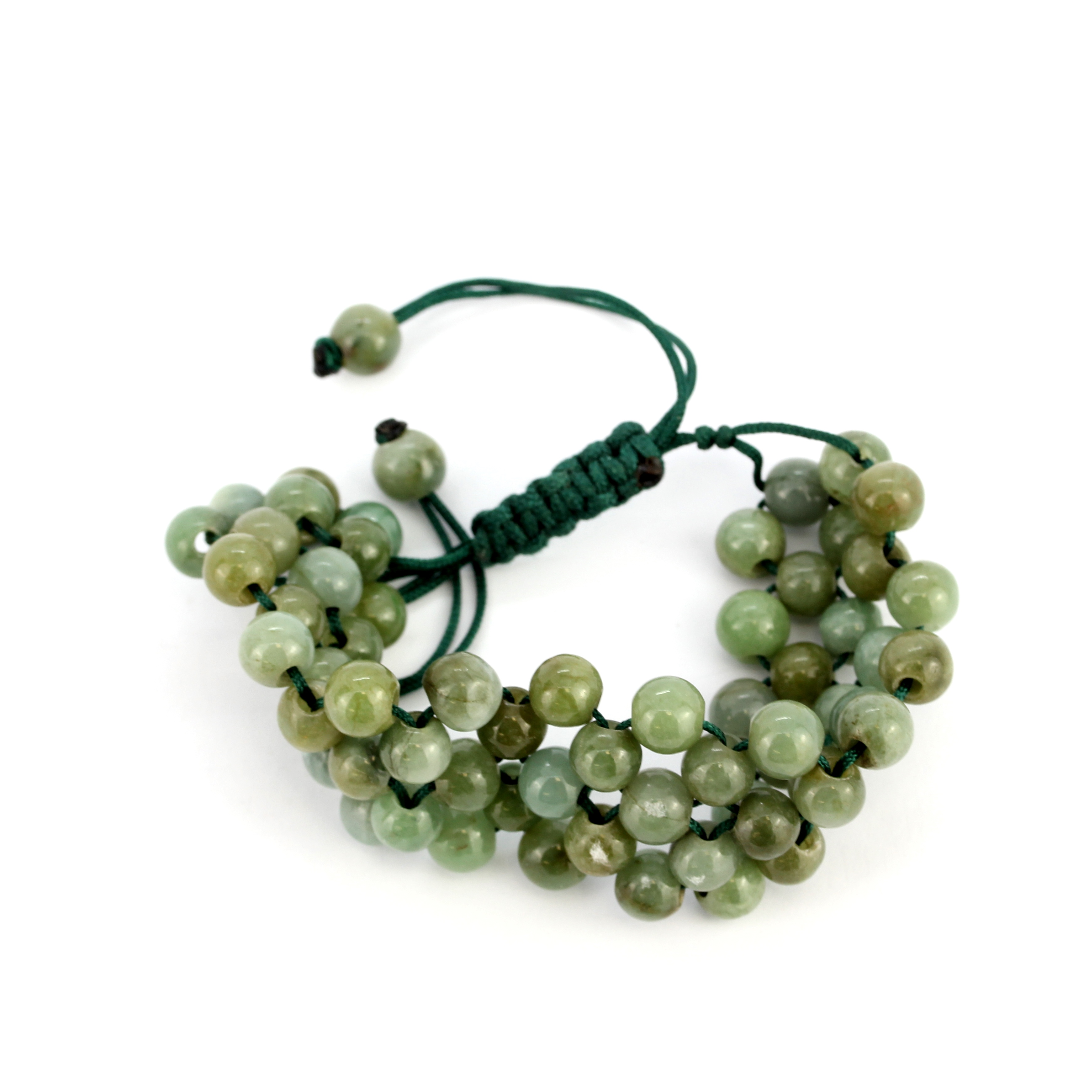 A nephrite jade bead bracelet.