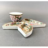 Three early 20th century Chinese Canton enamelled porcelain dishes with a fine hand painted and gilt