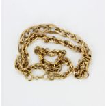 A 9ct yellow gold (stamped 375)long chain necklace, L. 46cm.