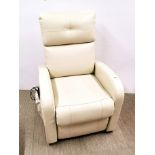 A modern cream electric reclining armchair, H. 110cm.