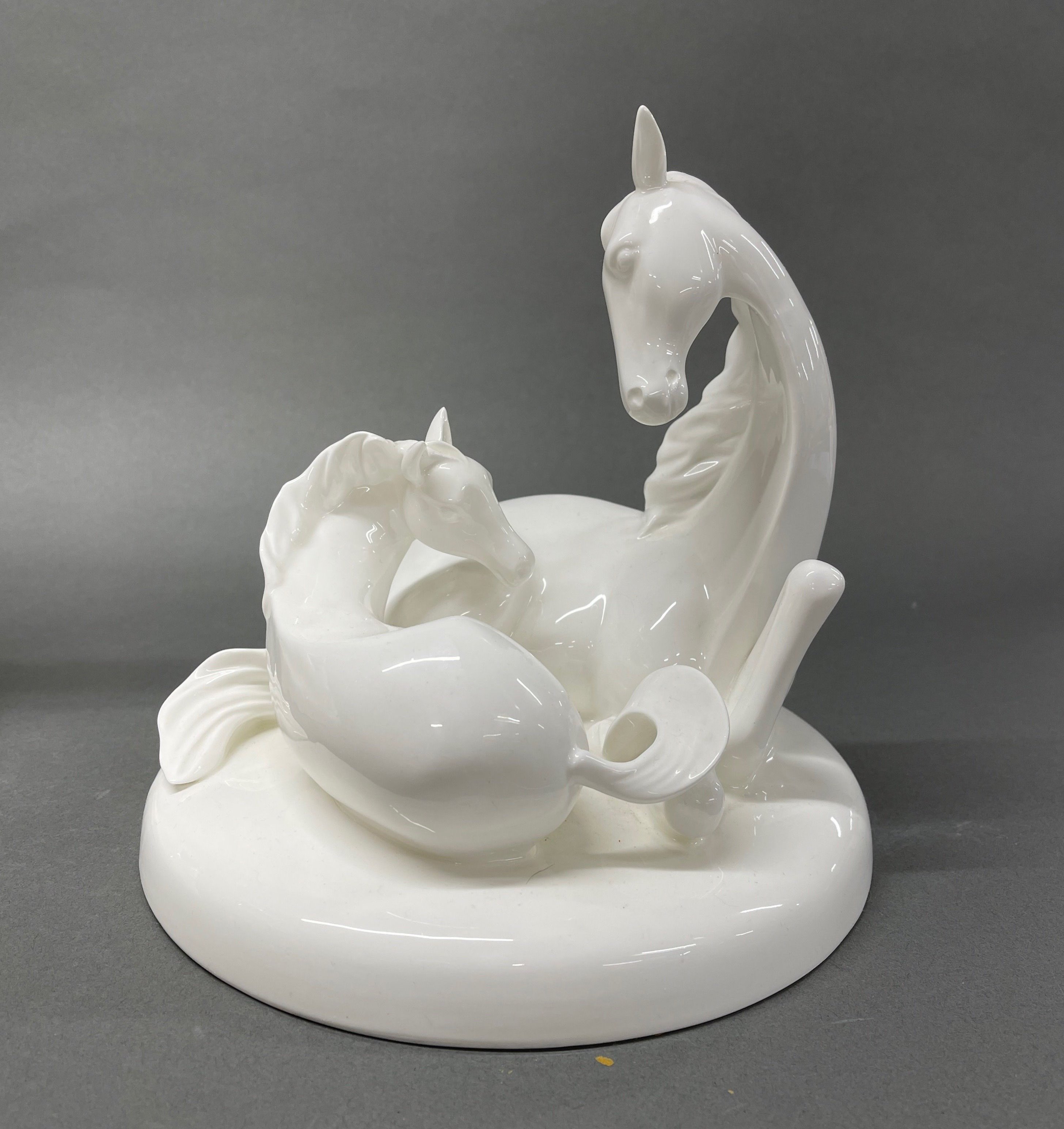 A Royal Doulton Images white porcelain figure 'gift of life'. H. 25cm (A/F to mane). Together with a - Image 3 of 3