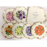 A collection of nine Queen Mothers favourite flowers Royal Albert tea and sandwich plates.