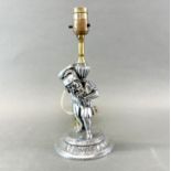 An early 20th century chromium plated table lamp base, H. 30cm.