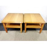 A pair of beechwood coffee/ side tables, 69 x 65 x 48cm.