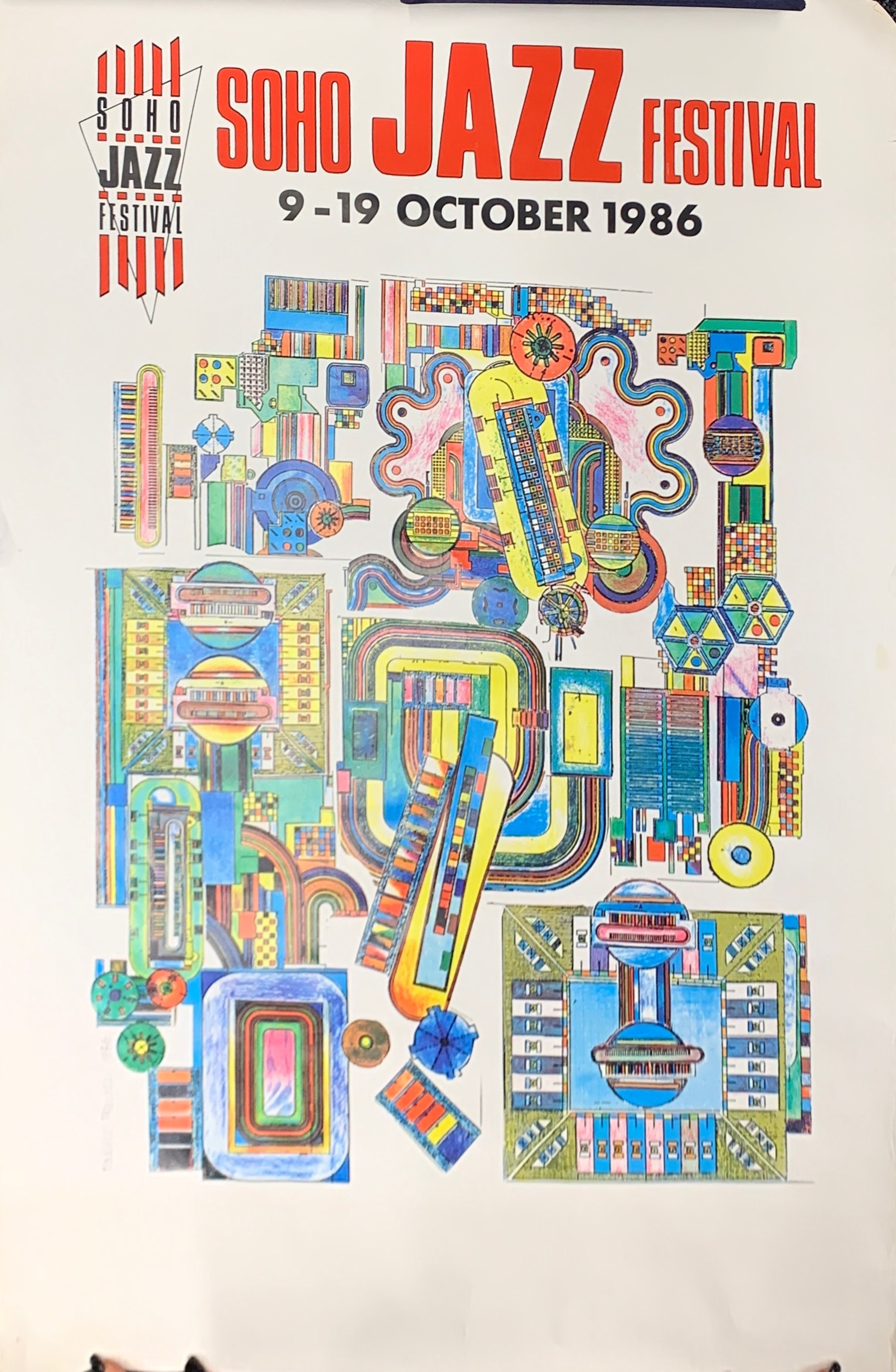 A 1986 Edwardo Paolozzi Soho Jazz poster, W. 70cm.