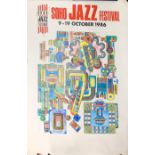 A 1986 Edwardo Paolozzi Soho Jazz poster, W. 70cm.