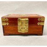 A Chinese brass mounted hardwood jewellery box, 31 x 18 x 16cm.