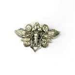 An Art Nouveau style white metal dragonfly brooch, W. 9cm.