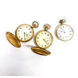 Three gent's gold plated pocket watches.