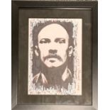 A framed signed ink and wash portrait by Brian Gorman, frame size 23 x 30cm.