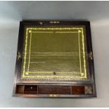 A 19th century brass inlaid and rosewood veneered writing slope, 50 x 25 x 15cm.