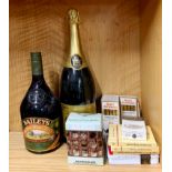 A quantity of cigars and a bottle of Charmelaigne champagne etc.