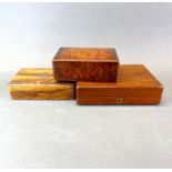 Three good wooden boxes, largest 25 x 18 x 6cm.