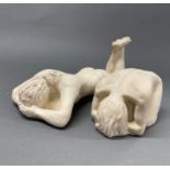 Two mid 20th century stone resin sculptures, (largest sculpture AF to foot.) longest L. 34cm