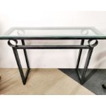 A metal and plate glass topped sideboard, 110 x 78cm.