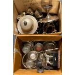 Two extensive boxes of silver plate.