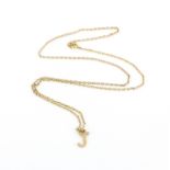 A 9ct yellow gold pendant and chain, L. 54cm.