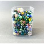 A collection of old glass marbles.