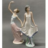Two Nao porcelain figureines, tallest H. 34cm (AF to finger.)