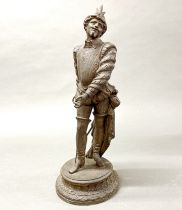 A 19th century spelter figure of a cavalier, H. 40cm.