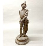 A 19th century spelter figure of a cavalier, H. 40cm.