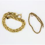 Two 9ct yellow gold bracelets, L. 19cm, one a/f.