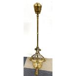 A superb 19th century brass oil lamp stand, H. 127cm.