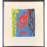 A framed silk screen with wood block entitled "Spirit Side" 17/75 by John Hoyland 1997, frame size