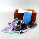 An interesting group of spiritualist items, including aura goggles, crystal ball and amethyst