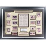 Autograph and football interest: A framed 'My Greatest Chelsea Team' by Ron Harris, frame size 77