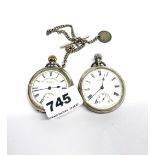 A Euston English Lever silver pocket watch and white metal chain (NWO), together with a Waltham
