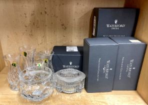 A group of Waterford crystal items (Nocturn collection) with boxes.