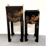 A large lacquered Chinese carved wood plant stand, size 35 x 35 x 120cm.