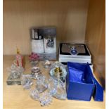 A quantity of Swarovski and other crystal items, including two handbag mirrors and a manicure set.