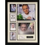 Autograph interest: A large framed hand signed group of photographs of Heston Blumenthal, frame size