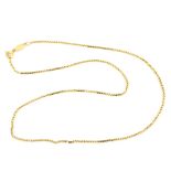 A 9ct yellow gold box chain, L. 44cm.