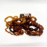 A group of amber jewellery.