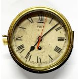 A Smith eight day ships style brass wall clock, Dia. 22cm.