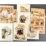 A collection of unusual illustrated photograph mount pages, 21 x 29cm.