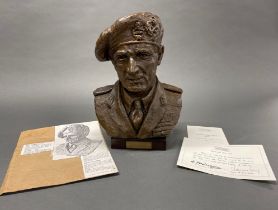 An impressive bronze resin bust of a Field Marshal, Montgomery, sculpted by Constance Freedman