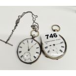 A hallmarked silver key wind pocket watch, together with a white metal key wind pocketwatch.