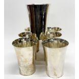 A set of eight heavy import hallmarked silver goblets, H. 11.5cm.