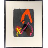 A framed silk screen with wood block entitled "Found Within Nature" 17/75 by John Hoyland 1997,