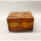 A 19th century rosewood veneered mahogany and brass bound travelling box, 31 x 24 x 18cm.