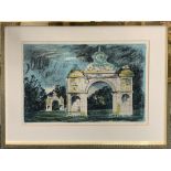 A gilt metal framed pencil signed limited edition lithograph 36/75 Holdenby by John Piper (1903-1992