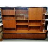 A vintage G Plan teak three piece display cabinet set with in built display lighting, H. 190cm,