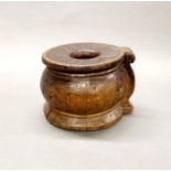 An early (17th / 18th century) wooden mortar, Dia. 20cm, H. 16cm.