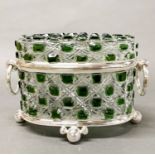 An impressive silver plate mounted Bohemian cut crystal box, W. 27cm, H. 17cm.