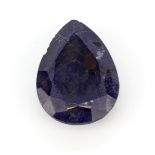 A large pear cut unmounted sapphire, 265ct, with IGL certificate, L. 5.3cm x 3.8cm.